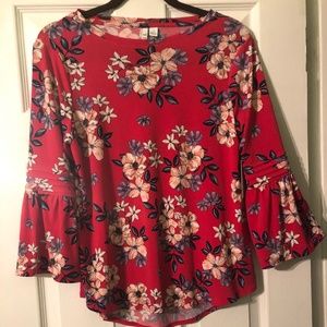 ELLE  Brand Bell Sleeve Blouse